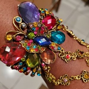 Paved Crystal Butterfly Bracelet Ring